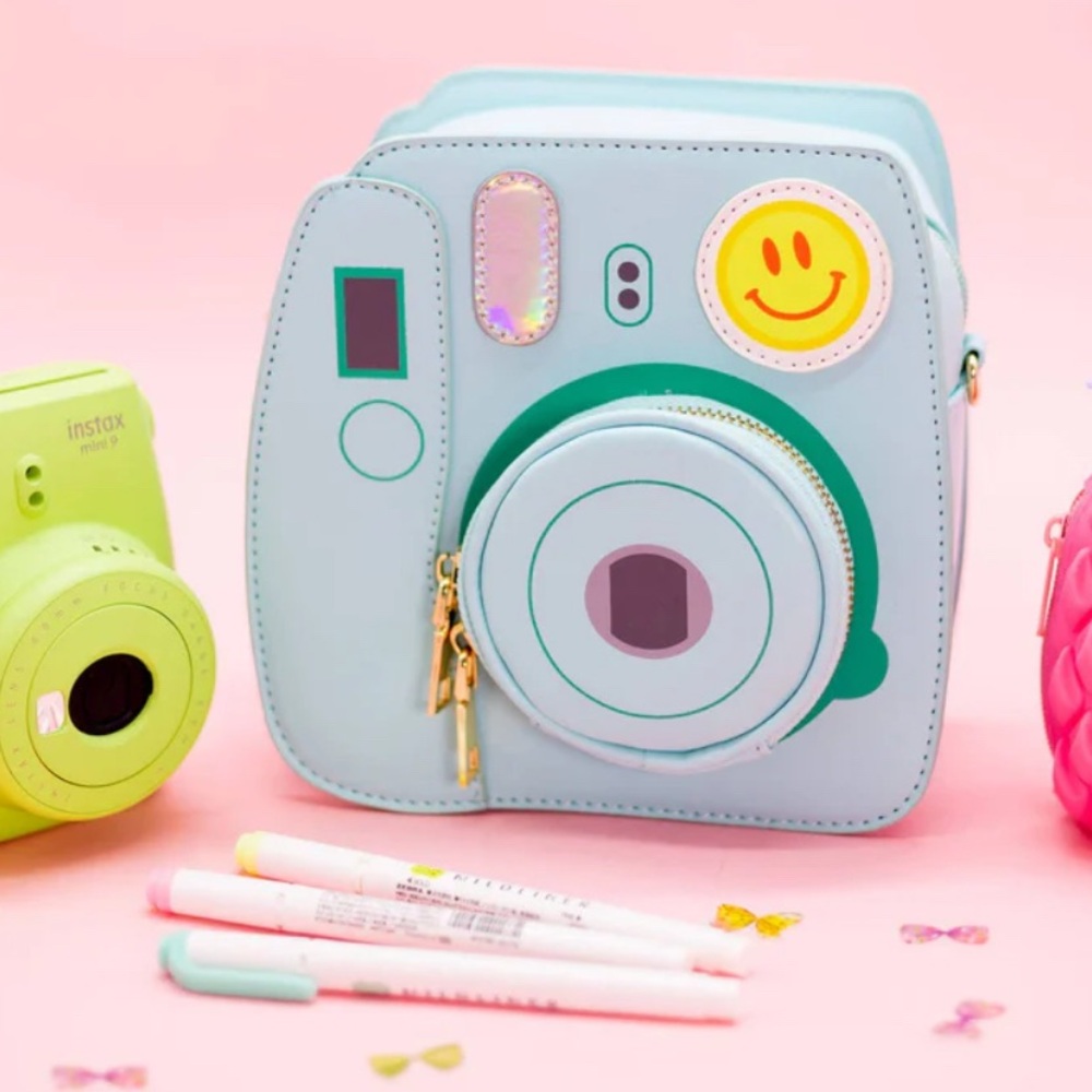 Snap Camera Design Crossbody Bag in Blue and Yellow